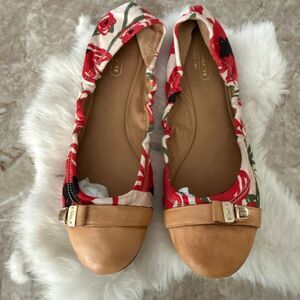 COACH Delphine-Red Poppy Push LocK Ballet Flats 8